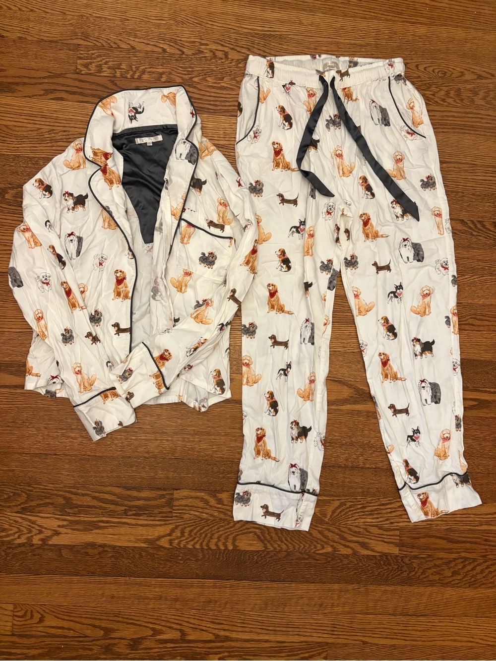 Z Supply Cream Dog Print Pajama Set with Black Trim